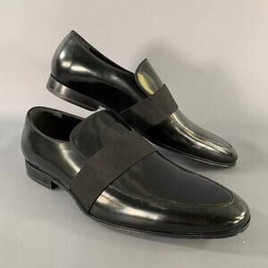 BURBERRY Size 7 Black Leather Slip On Loafers